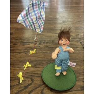 Annalee  Doll VINTAGE 7 In DOLL BOY In Overalls FLYING A KITE -‎ #233592